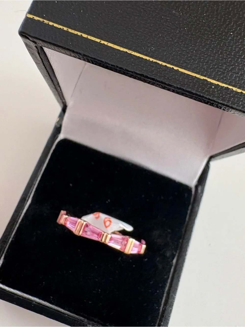 Bomb Party Ribbon Bow Band Ring RG94952 Pink Sapphire Rose Gold Plating